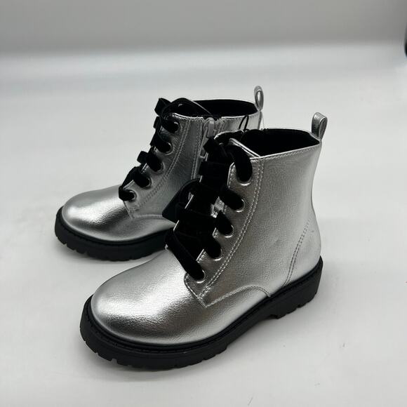 Wonder Nation Girl Boots Zip-up Silver Color Size 9 - Picture 1 of 10